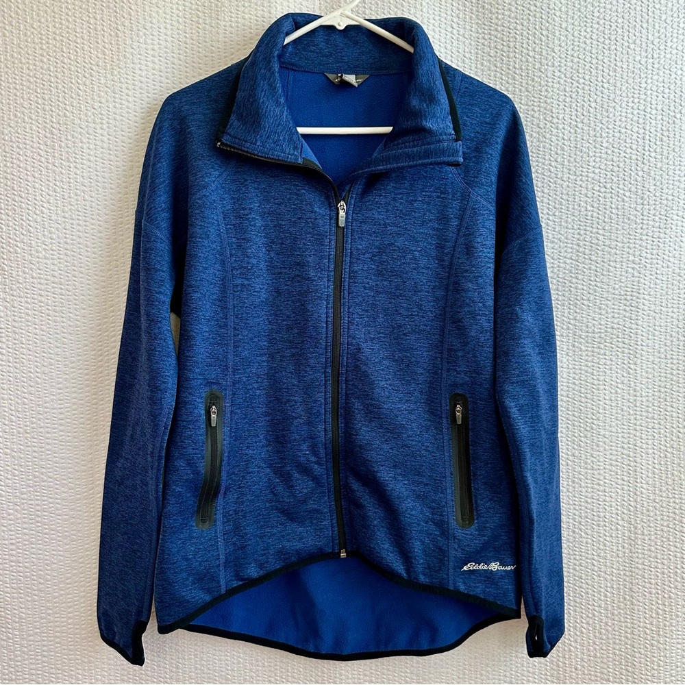 EDDIE BAUER Blue Full Zip Fleece Jacket Women’s Small Hiking Outdoor Activewear